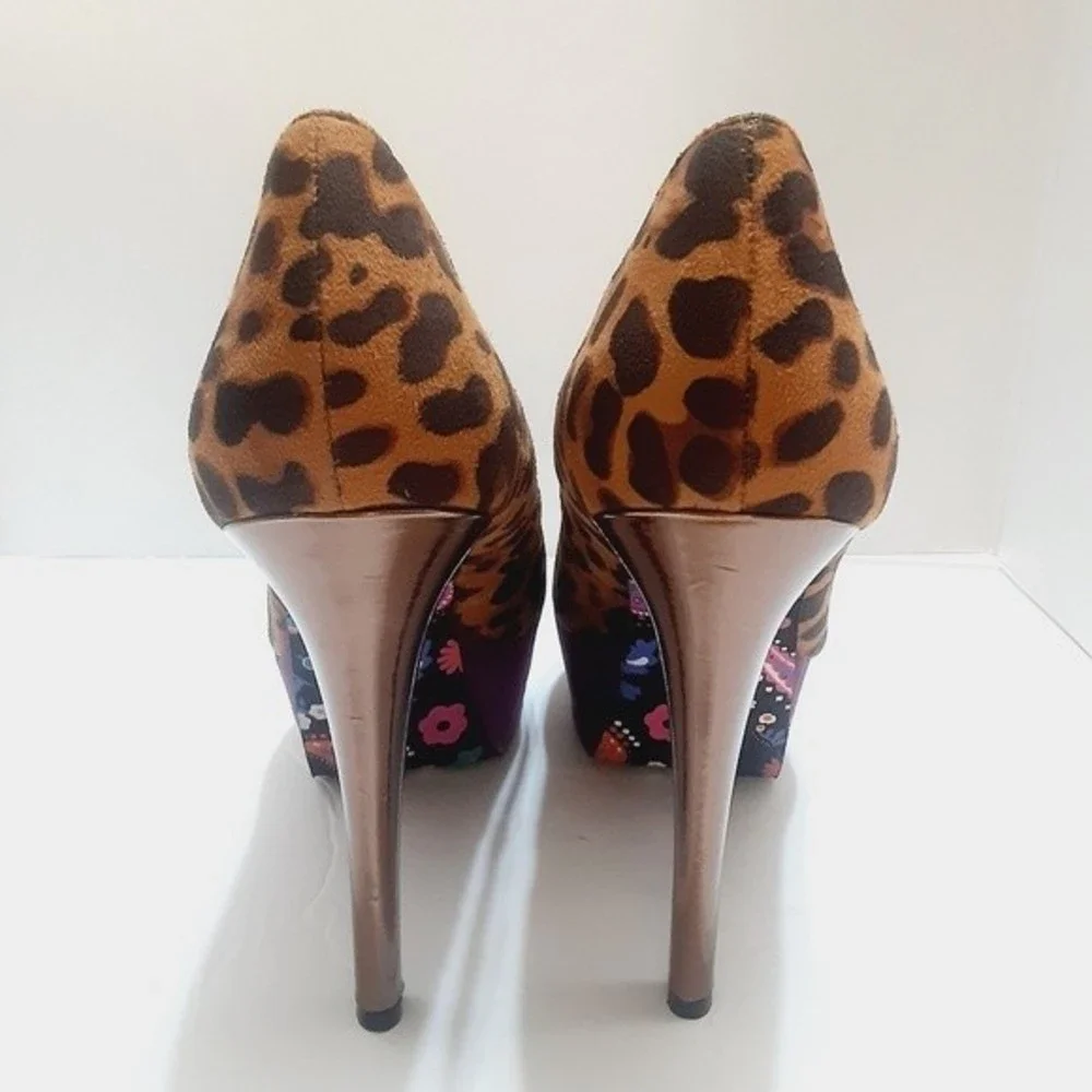 Betseyville By Betsey Johnson Leopard Platform Stiletto Heels US 9.5 Sexy High
